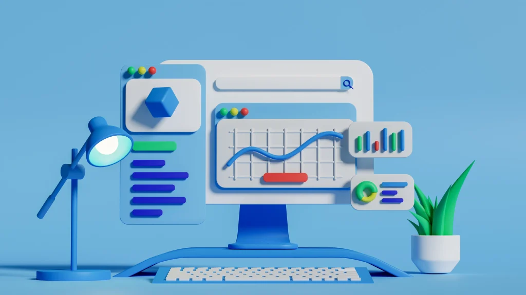 Panel interactivo de un Software de planificación financiera con gráficos comparativos y seguimiento de indicadores económicos. Representación digital de un Software de planificación financiera que muestra métricas de rendimiento y análisis de crecimiento.