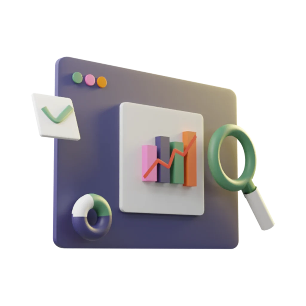 Diseño que simboliza las funciones analíticas del Software de planificación financiera, como el monitoreo de ingresos y gastos. Concepto visual de un Software de planificación financiera centrado en la interpretación de datos y la detección de oportunidades.