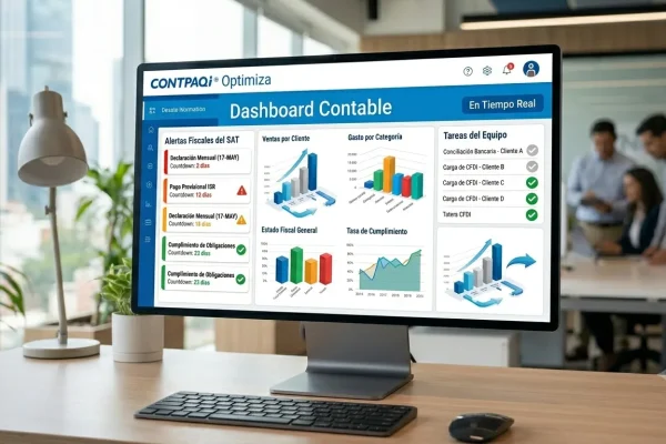 Dashboard contable en tiempo real con alertas de vencimientos fiscales del SAT