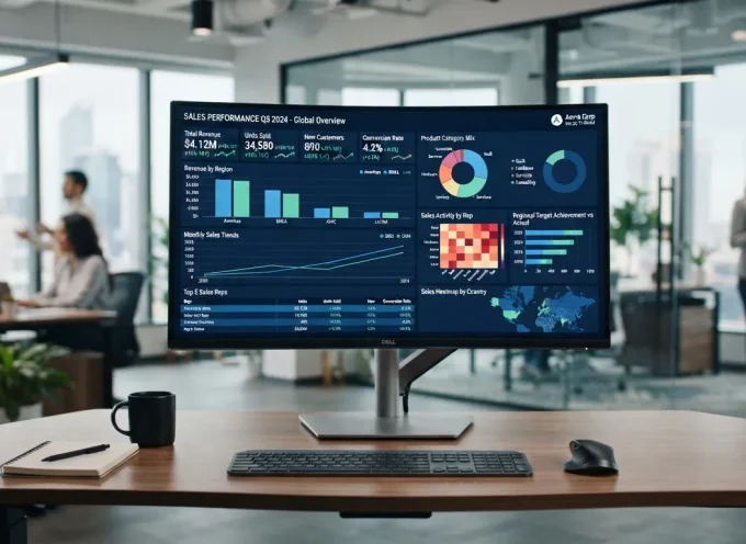 Dashboard con indicadores comerciales y gráficos de ventas.