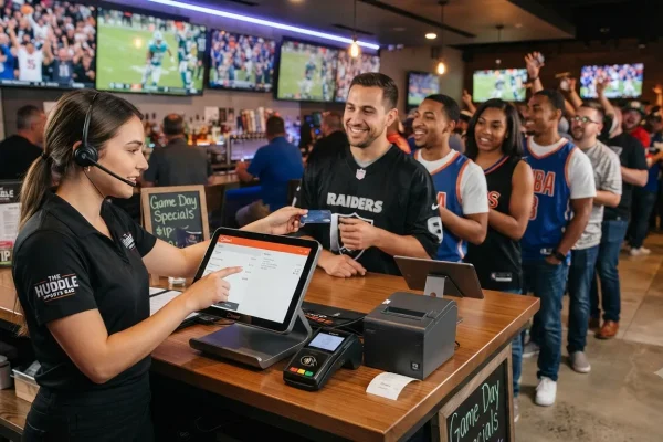 Sistema de punto de venta para restaurantes Cajero utilizando un sistema de punto de venta.