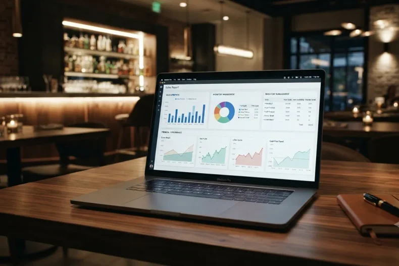Dashboard con reportes de ventas para restaurantes.